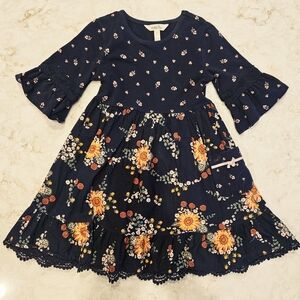 Matilda Jane Just Imagine Callista Navy Dress with Orange Floral Design